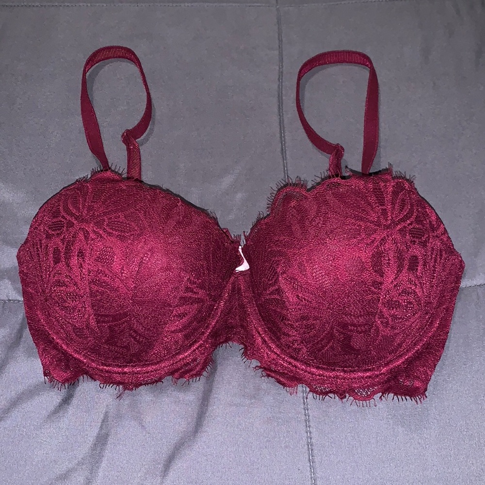 VS PINK Maroon Lace Push-up bra